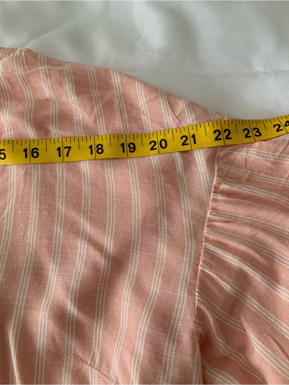 Jessica Simpson Pink & White Striped Tunic Blouse Puffed Sleeves Large Cottage - Picture 7 of 9